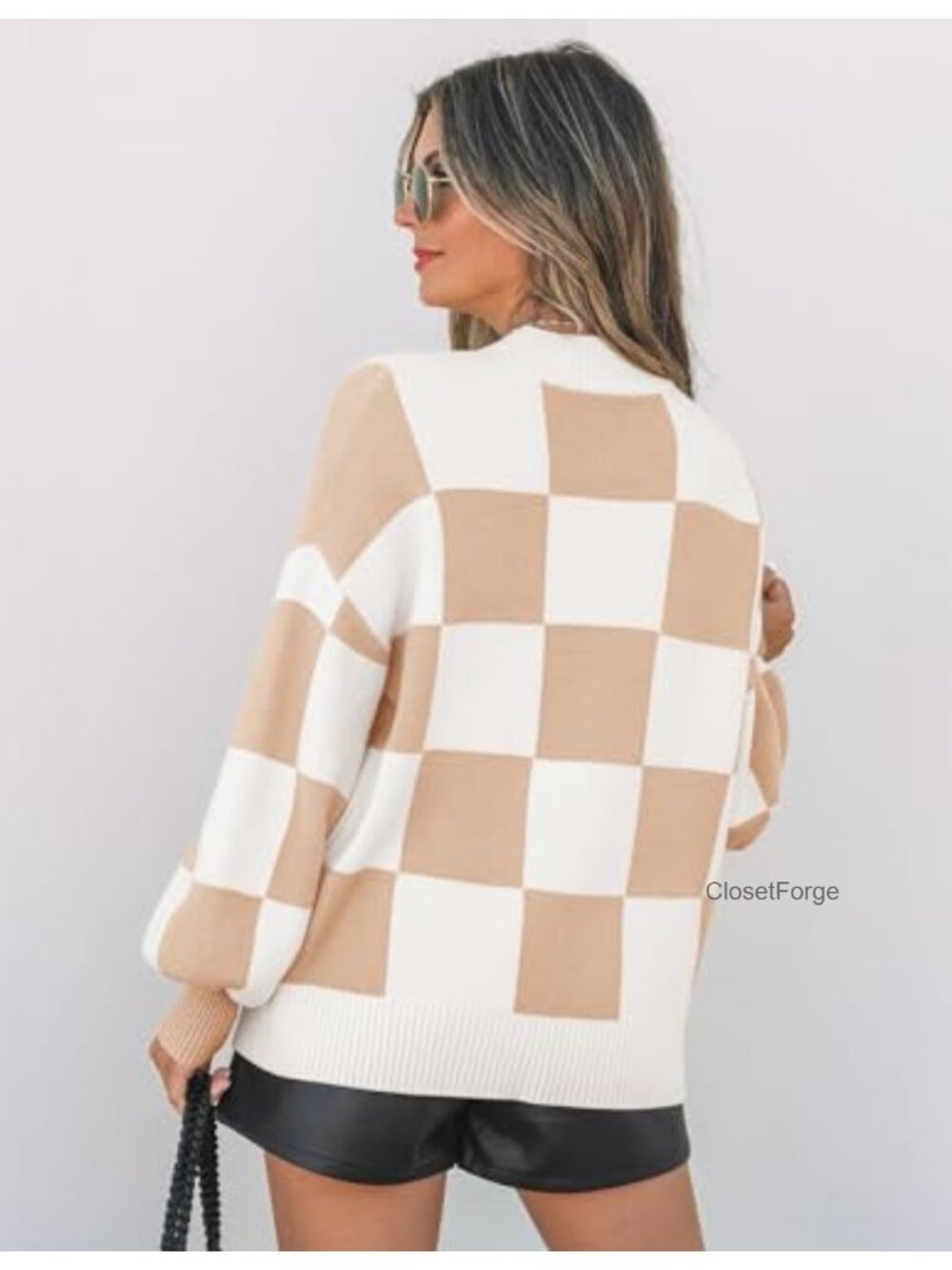 Turtleneck Oversized Knit Pullover Sweater Drop Batwing Sleeves Mock Neck - Picture 4 of 6